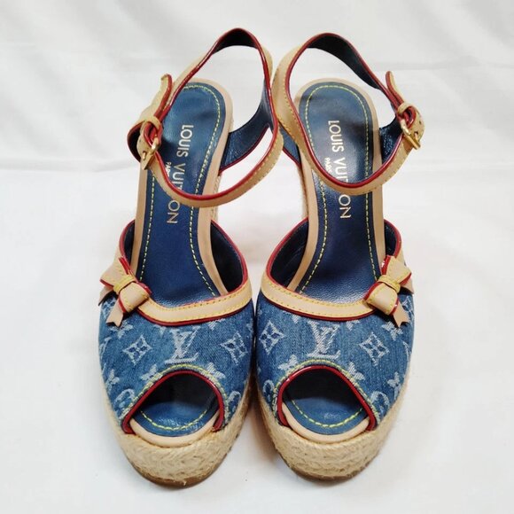 Louis Vuitton Sandals Women Blue Cotton 499-071425 - Picture 2 of 9